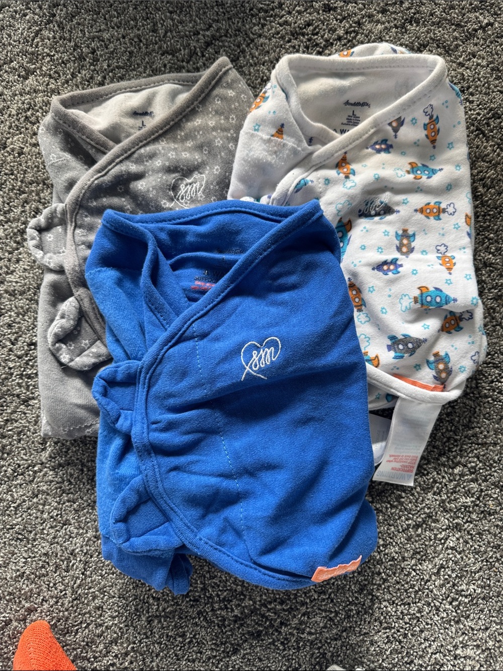 SwaddleMe Baby Swaddles in Blue, Gray, and White with Rocket Print